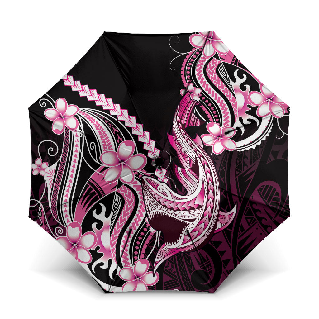 Pink Black Aloha Hawaii Umbrella Polynesian Shark Tattoo Plumeria LT14 One Size Folded 11.42 inch Opened Diameter 37.4 inch Pink - Polynesian Pride