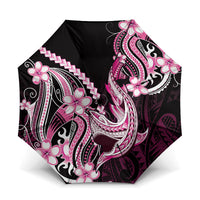 Pink Black Aloha Hawaii Umbrella Polynesian Shark Tattoo Plumeria LT14 One Size Folded 11.42 inch Opened Diameter 37.4 inch Pink - Polynesian Pride