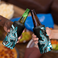 Blue Black Aloha Hawaii 4 in 1 Can Cooler Tumbler Polynesian Shark Tattoo Plumeria LT14 - Polynesian Pride