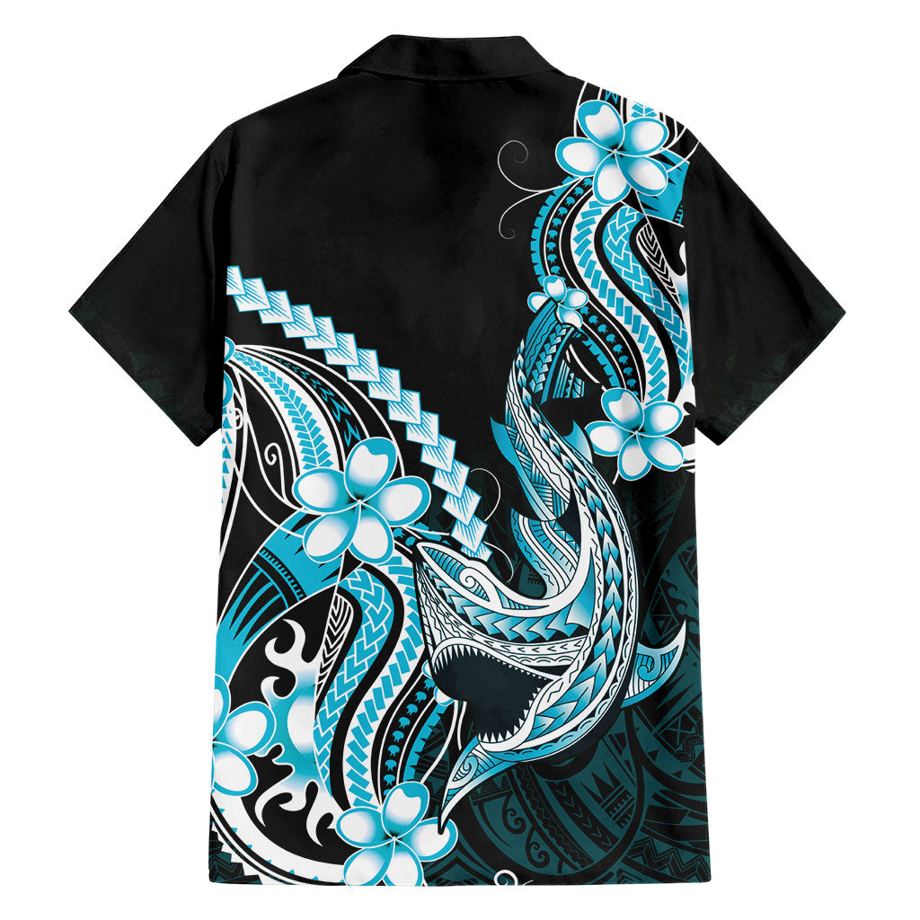 Blue Black Aloha Hawaii Family Matching Summer Maxi Dress and Hawaiian Shirt Polynesian Shark Tattoo Plumeria LT14 - Polynesian Pride
