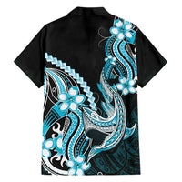 Blue Black Aloha Hawaii Family Matching Tank Maxi Dress and Hawaiian Shirt Polynesian Shark Tattoo Plumeria LT14 - Polynesian Pride