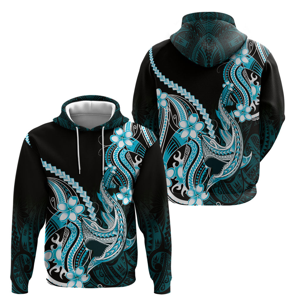 Blue Black Aloha Hawaii Hoodie Polynesian Shark Tattoo Plumeria LT14 - Polynesian Pride