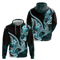 Blue Black Aloha Hawaii Hoodie Polynesian Shark Tattoo Plumeria LT14 - Polynesian Pride