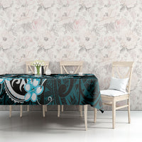 Blue Black Aloha Hawaii Tablecloth Polynesian Shark Tattoo Plumeria