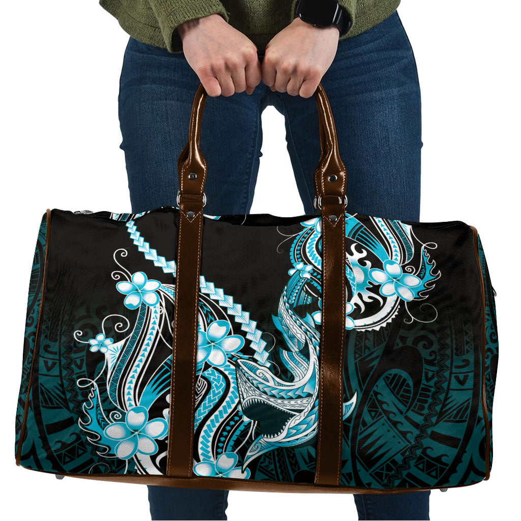 Blue Black Aloha Hawaii Travel Bag Polynesian Shark Tattoo Plumeria LT14 Blue - Polynesian Pride