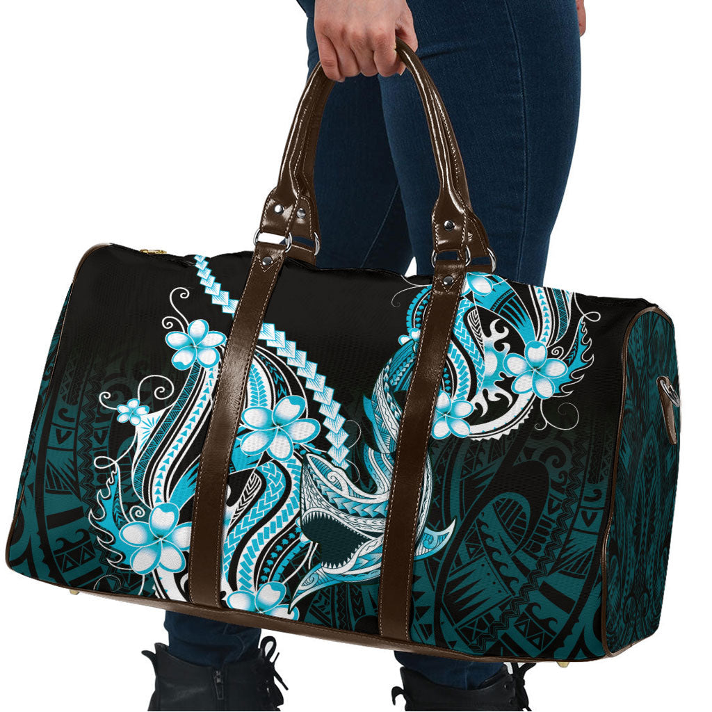Blue Black Aloha Hawaii Travel Bag Polynesian Shark Tattoo Plumeria LT14 - Polynesian Pride