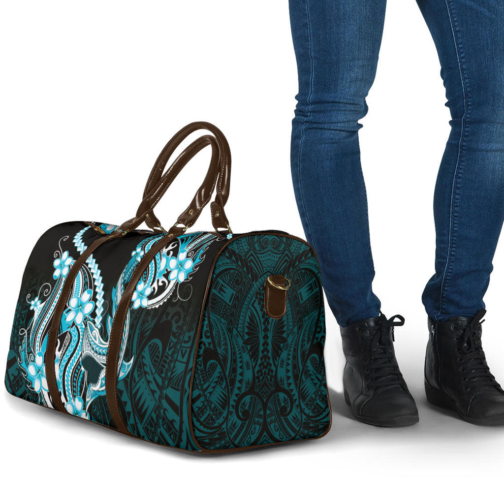 Blue Black Aloha Hawaii Travel Bag Polynesian Shark Tattoo Plumeria LT14 - Polynesian Pride