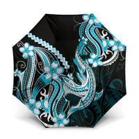 Blue Black Aloha Hawaii Umbrella Polynesian Shark Tattoo Plumeria