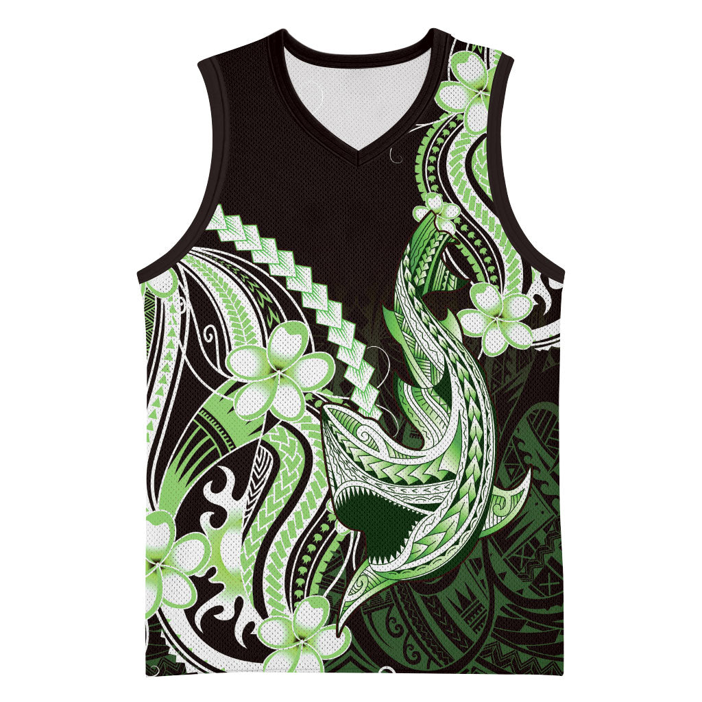 Green Black Aloha Hawaii Basketball Jersey Polynesian Shark Tattoo Plumeria LT14 Unisex Green - Polynesian Pride