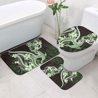 Green Black Aloha Hawaii Bathroom Set Polynesian Shark Tattoo Plumeria