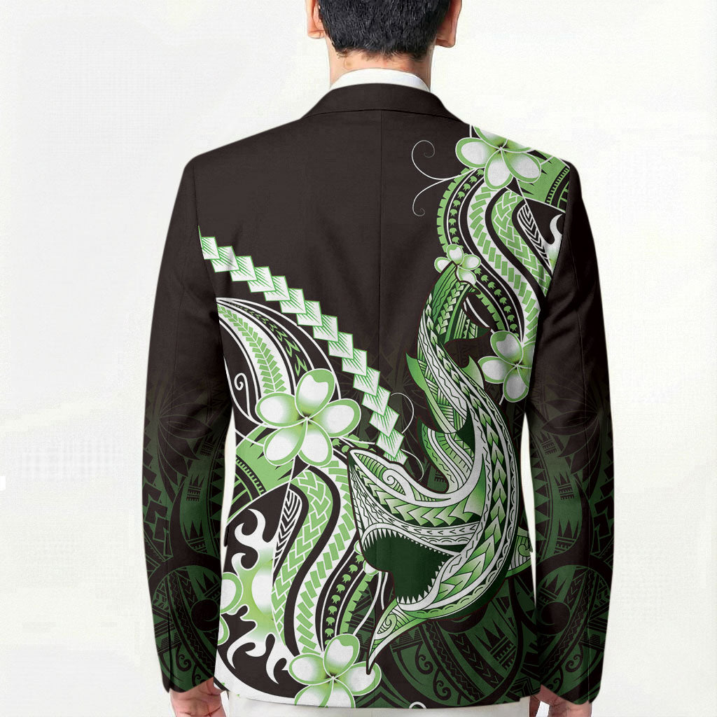 Green Black Aloha Hawaii Blazer Polynesian Shark Tattoo Plumeria