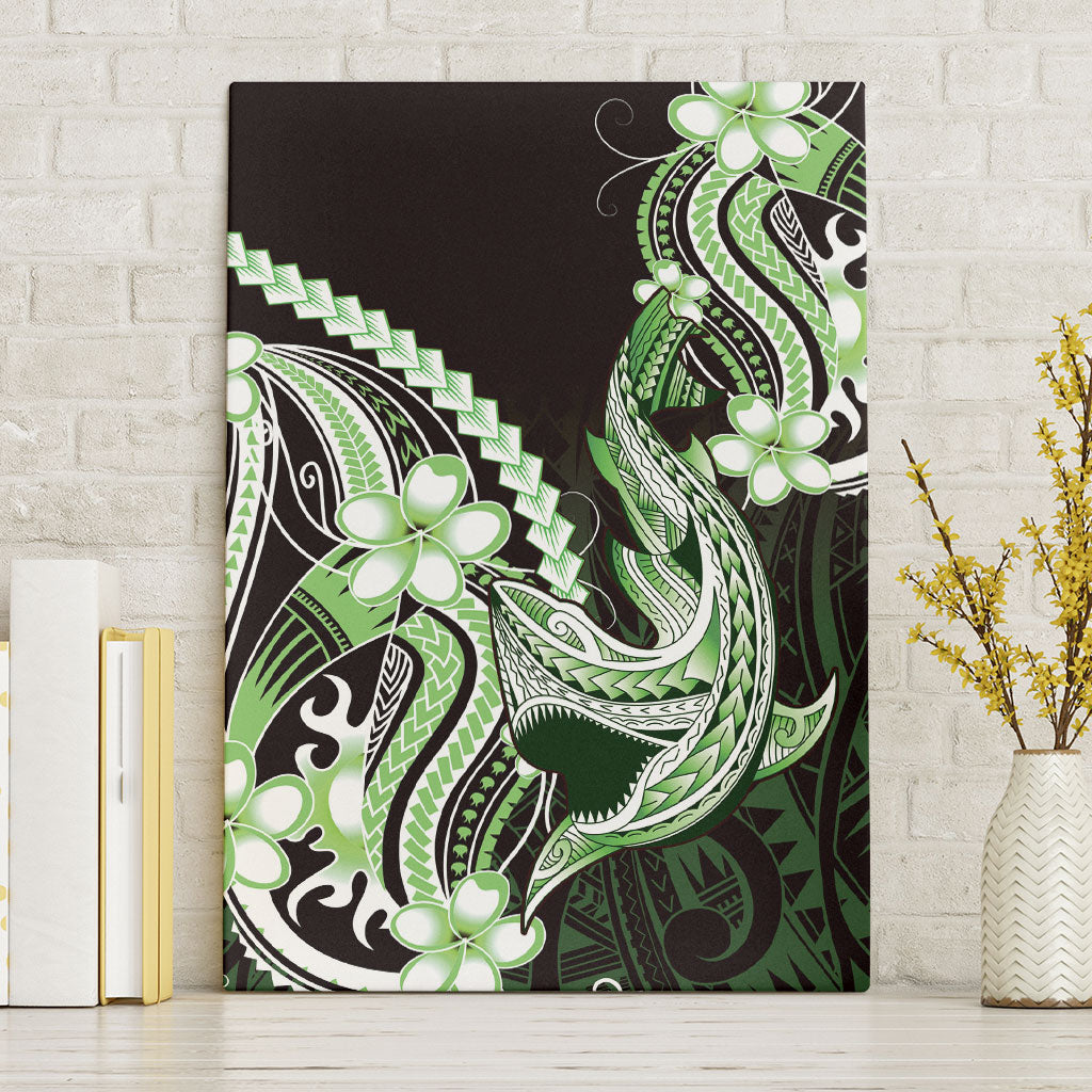 Green Black Aloha Hawaii Canvas Wall Art Polynesian Shark Tattoo Plumeria LT14 Without Frame Green - Polynesian Pride