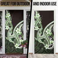 Green Black Aloha Hawaii Door Cover Polynesian Shark Tattoo Plumeria
