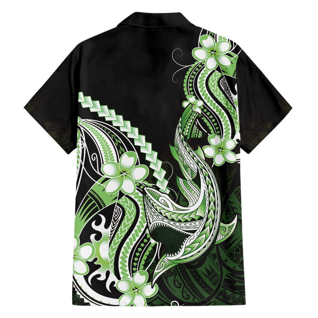 Green Black Aloha Hawaii Family Matching Summer Maxi Dress and Hawaiian Shirt Polynesian Shark Tattoo Plumeria LT14 - Polynesian Pride
