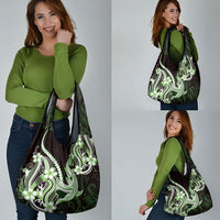 Green Black Aloha Hawaii Grocery Bag Polynesian Shark Tattoo Plumeria LT14 - Polynesian Pride