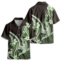Green Black Aloha Hawaii Kid Hawaiian Shirt Polynesian Shark Tattoo Plumeria LT14 - Polynesian Pride