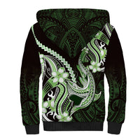 Green Black Aloha Hawaii Sherpa Hoodie Polynesian Shark Tattoo Plumeria LT14 - Polynesian Pride