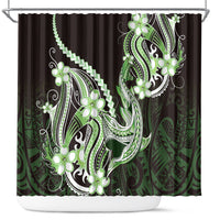 Green Black Aloha Hawaii Shower Curtain Polynesian Shark Tattoo Plumeria LT14 Green - Polynesian Pride