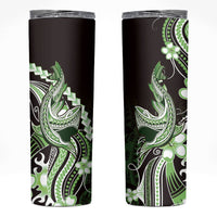 Green Black Aloha Hawaii Skinny Tumbler Polynesian Shark Tattoo Plumeria LT14 Green - Polynesian Pride