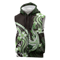 Green Black Aloha Hawaii Sleeveless Zip Hoodie Polynesian Shark Tattoo Plumeria LT14 Green - Polynesian Pride