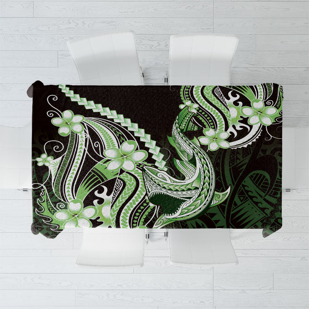 Green Black Aloha Hawaii Tablecloth Polynesian Shark Tattoo Plumeria