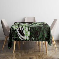 Green Black Aloha Hawaii Tablecloth Polynesian Shark Tattoo Plumeria