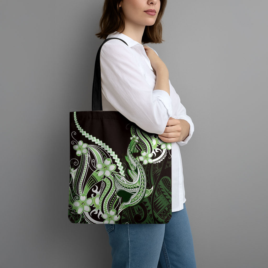 Green Black Aloha Hawaii Tote Bag Polynesian Shark Tattoo Plumeria LT14 - Polynesian Pride