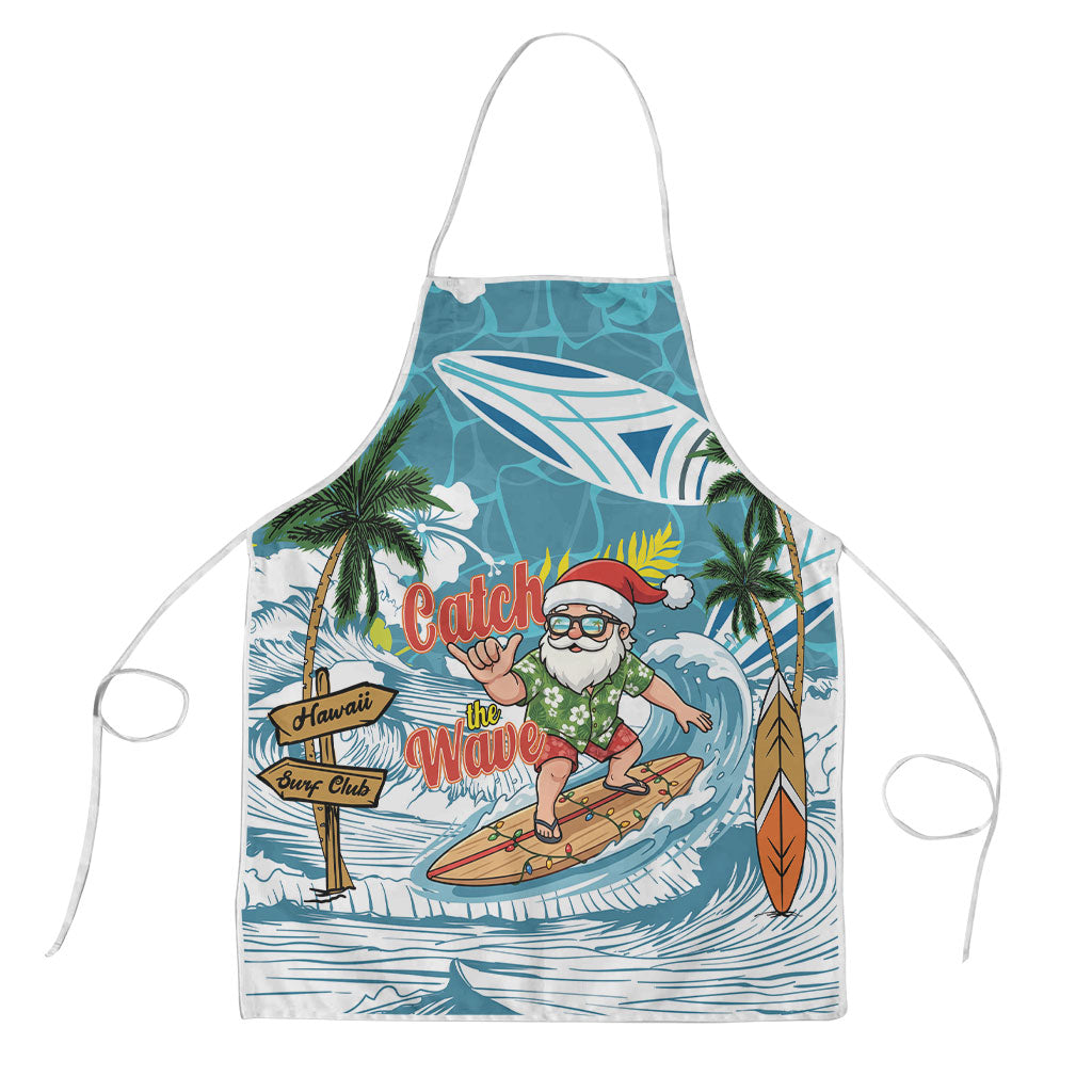 Hawaii Summer Christmas Apron Surfing Santa Shaka Catch The Wave