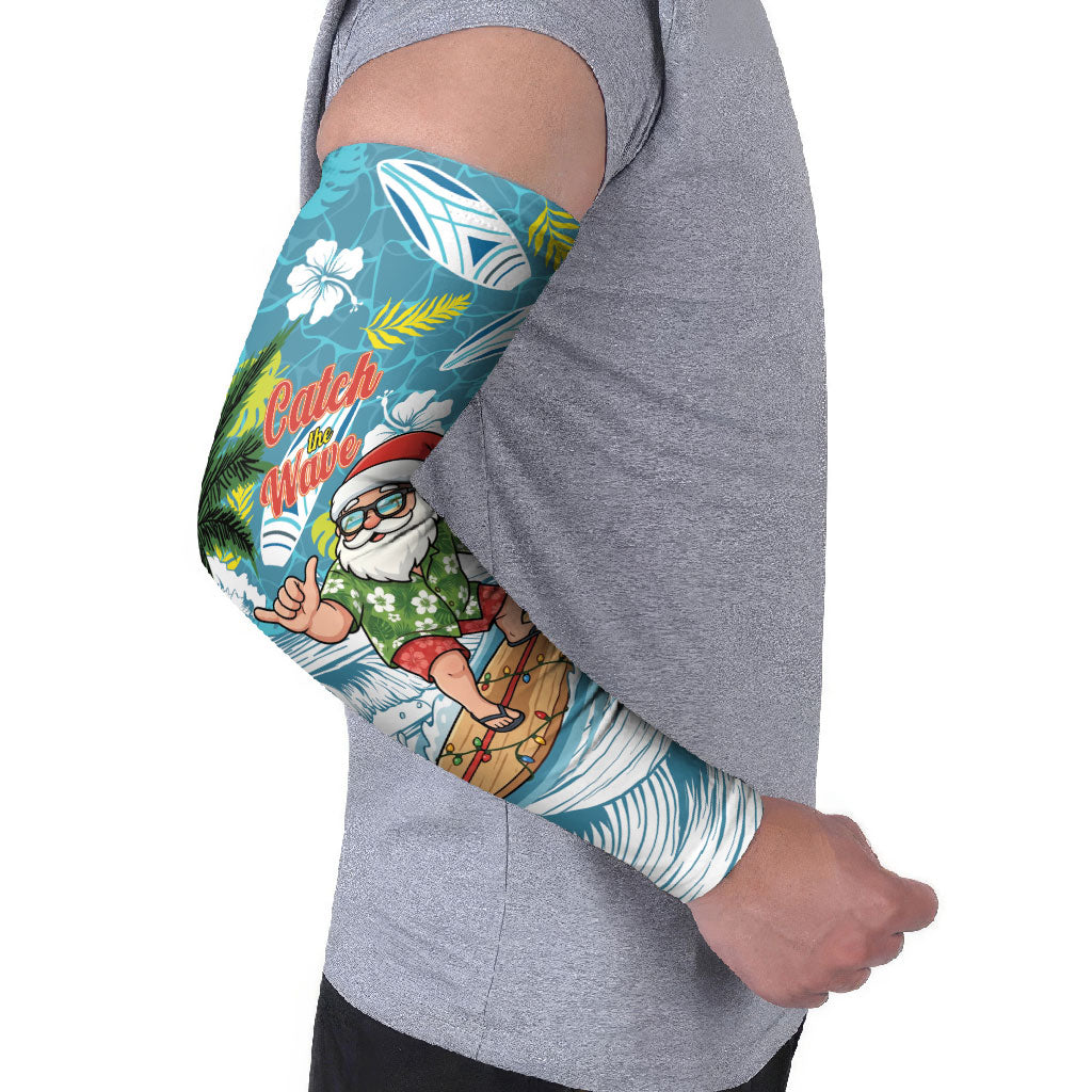 Hawaii Summer Christmas Arm Sleeves Surfing Santa Shaka Catch The Wave