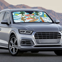 Hawaii Summer Christmas Auto Sun Shade Surfing Santa Shaka Catch The Wave
