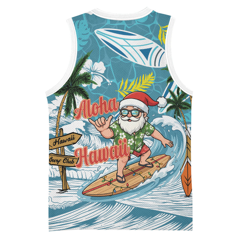Hawaii Summer Christmas Basketball Jersey Surfing Santa Shaka Catch The Wave LT14 - Polynesian Pride