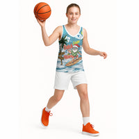 Hawaii Summer Christmas Basketball Jersey Surfing Santa Shaka Catch The Wave LT14 - Polynesian Pride