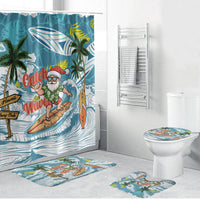 Hawaii Summer Christmas Bathroom Set Surfing Santa Shaka Catch The Wave