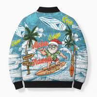 Hawaii Summer Christmas Bomber Puffer Jacket Surfing Santa Shaka Catch The Wave