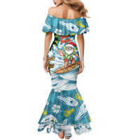 Hawaii Summer Christmas Family Matching Mermaid Dress and Hawaiian Shirt Surfing Santa Shaka Catch The Wave LT14 - Polynesian Pride