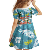 Hawaii Summer Christmas Family Matching Off The Shoulder Long Sleeve Dress and Hawaiian Shirt Surfing Santa Shaka Catch The Wave LT14 - Polynesian Pride