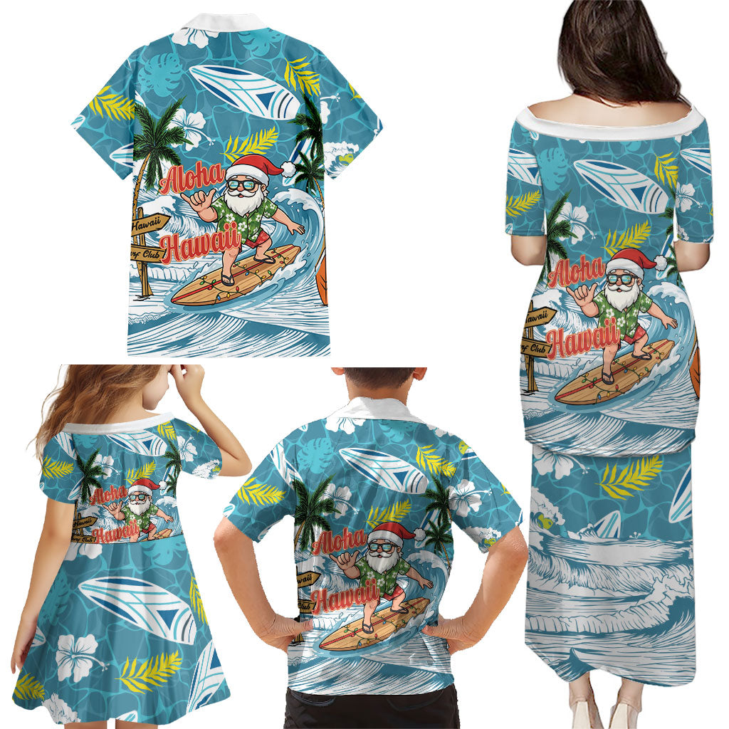 Hawaii Summer Christmas Family Matching Puletasi and Hawaiian Shirt Surfing Santa Shaka Catch The Wave LT14 - Polynesian Pride