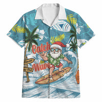 Hawaii Summer Christmas Hawaiian Shirt Surfing Santa Shaka Catch The Wave LT14 Teal - Polynesian Pride