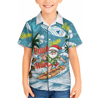 Hawaii Summer Christmas Hawaiian Shirt Surfing Santa Shaka Catch The Wave LT14 - Polynesian Pride