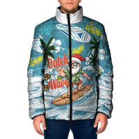 Hawaii Summer Christmas Padded Jacket Surfing Santa Shaka Catch The Wave