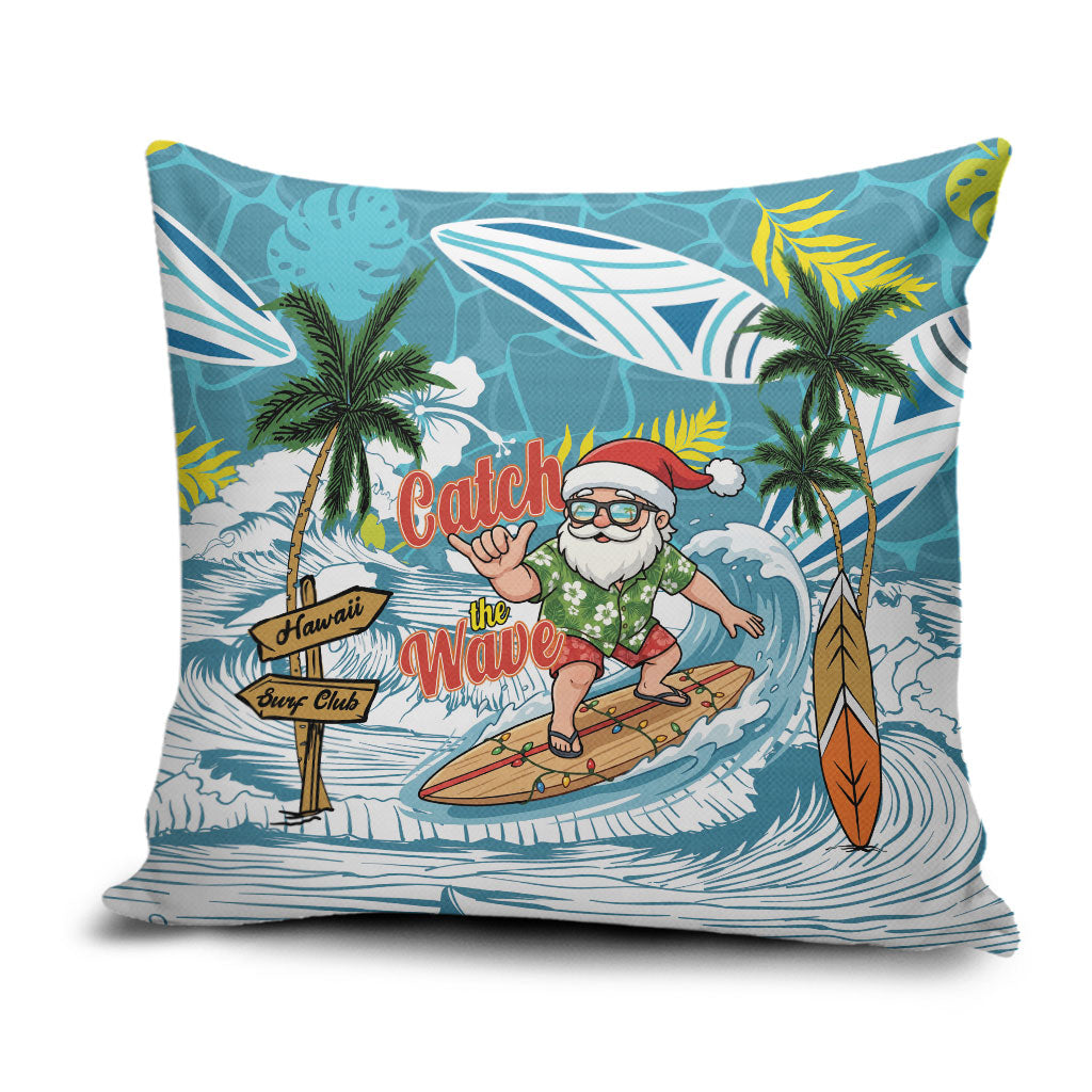 Hawaii Summer Christmas Pillow Cover Surfing Santa Shaka Catch The Wave
