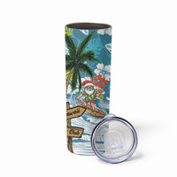 Hawaii Summer Christmas Skinny Tumbler Surfing Santa Shaka Catch The Wave LT14 - Polynesian Pride