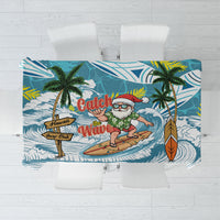 Hawaii Summer Christmas Tablecloth Surfing Santa Shaka Catch The Wave