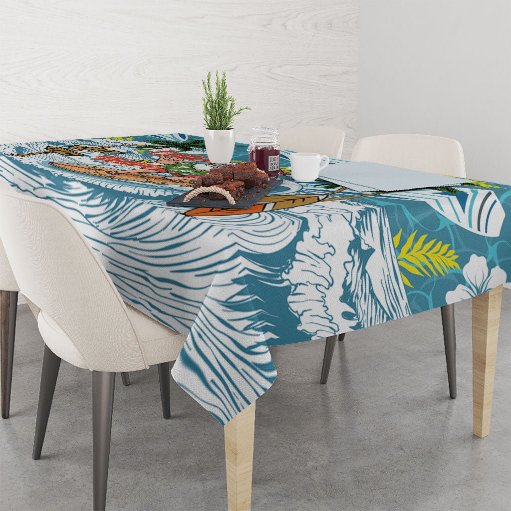 Hawaii Summer Christmas Tablecloth Surfing Santa Shaka Catch The Wave