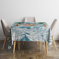 Hawaii Summer Christmas Tablecloth Surfing Santa Shaka Catch The Wave