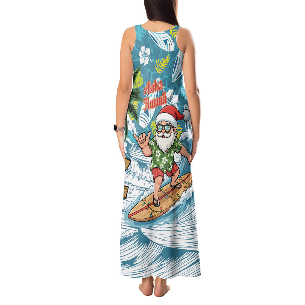 Hawaii Summer Christmas Tank Maxi Dress Surfing Santa Shaka Catch The Wave