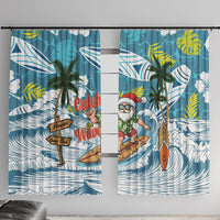 Hawaii Summer Christmas Window Curtain Surfing Santa Shaka Catch The Wave