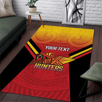 Papua New Guinea Rugby Custom Area Rug Go PNG Hunters Polynesian Pattern LT14 Red - Polynesian Pride