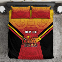 Papua New Guinea Rugby Custom Bedding Set Go PNG Hunters Polynesian Pattern - Polynesian Pride