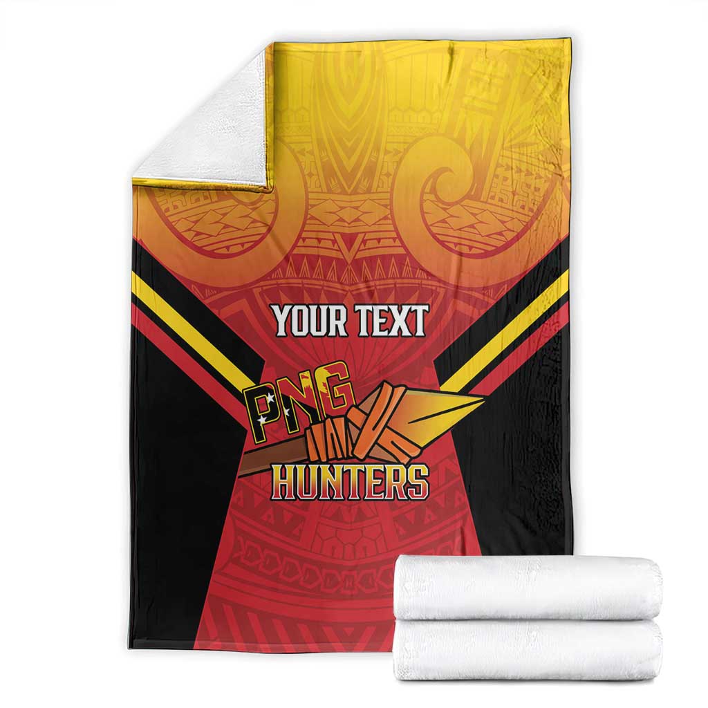 Papua New Guinea Rugby Custom Blanket Go PNG Hunters Polynesian Pattern - Polynesian Pride